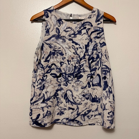 C&E Sleeveless Abstract Artsy Floral Blouse Top Women's Small Keyhole Career - Picture 4 of 10